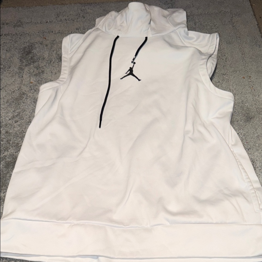 Jordan White Sleeveless Hoodie with Black Jumpman